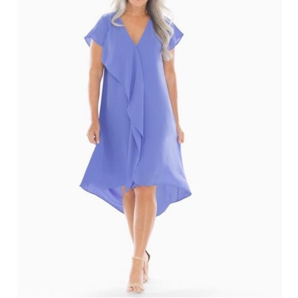 Soma Dresses & Skirts - Soma Delicate Ruffle V-Neck Short Dress Periwinkle Blue Size L NEW